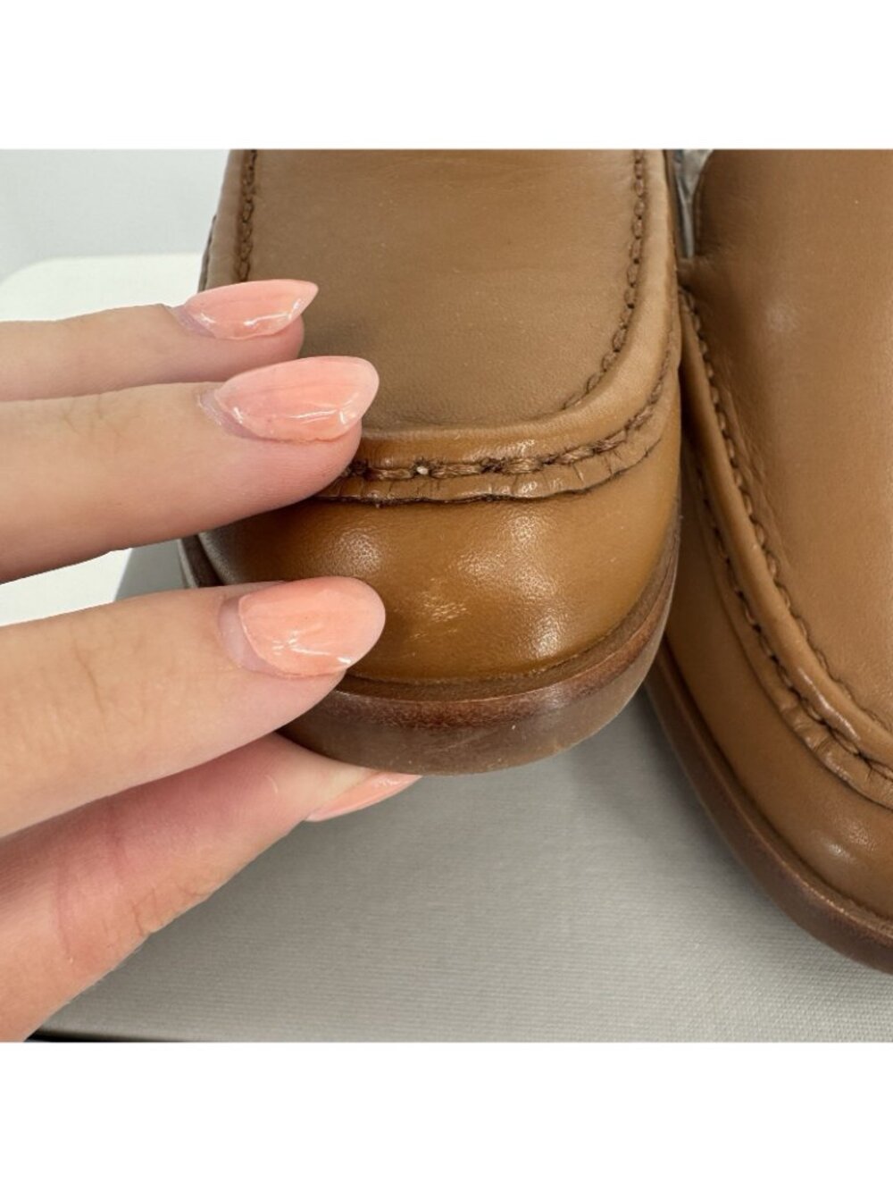 Everlane The Modern Loafer in Camel-Tan Leather size 7 Stacked Heel nwd - Picture 5 of 8